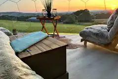 Sunset view from inside the glamping domes