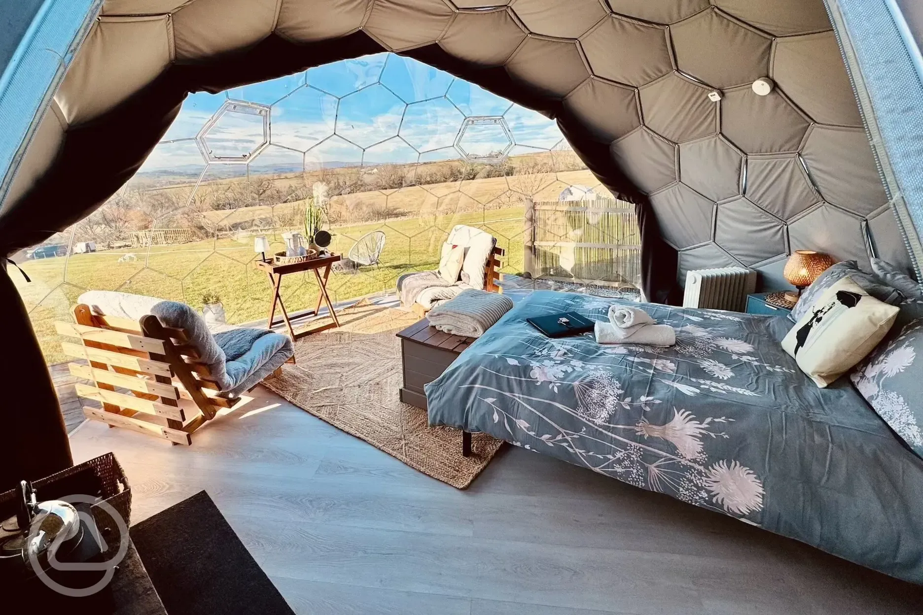 Glamping dome interior