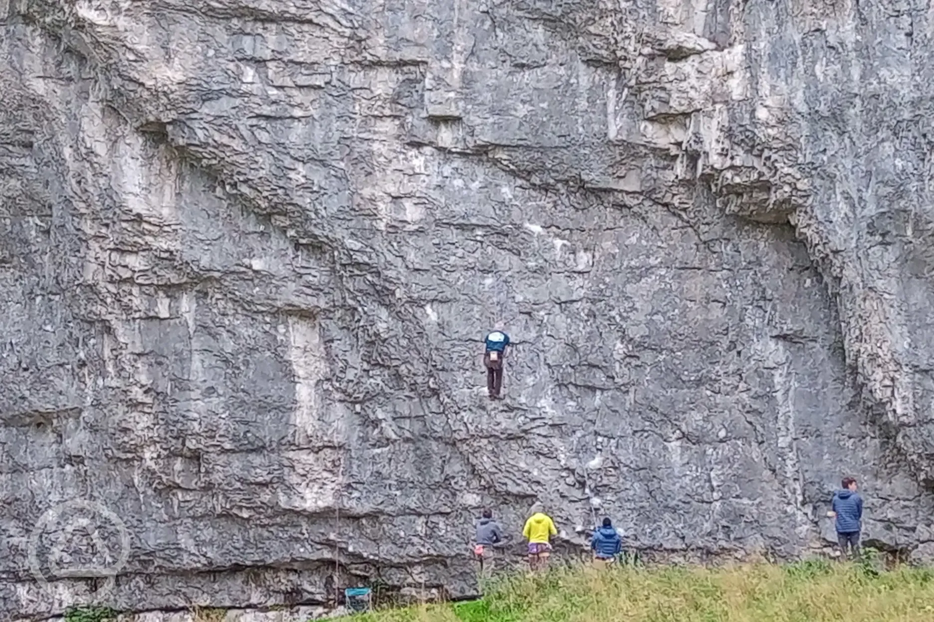 Kilnsey Crag - bouldering above camp site is also available