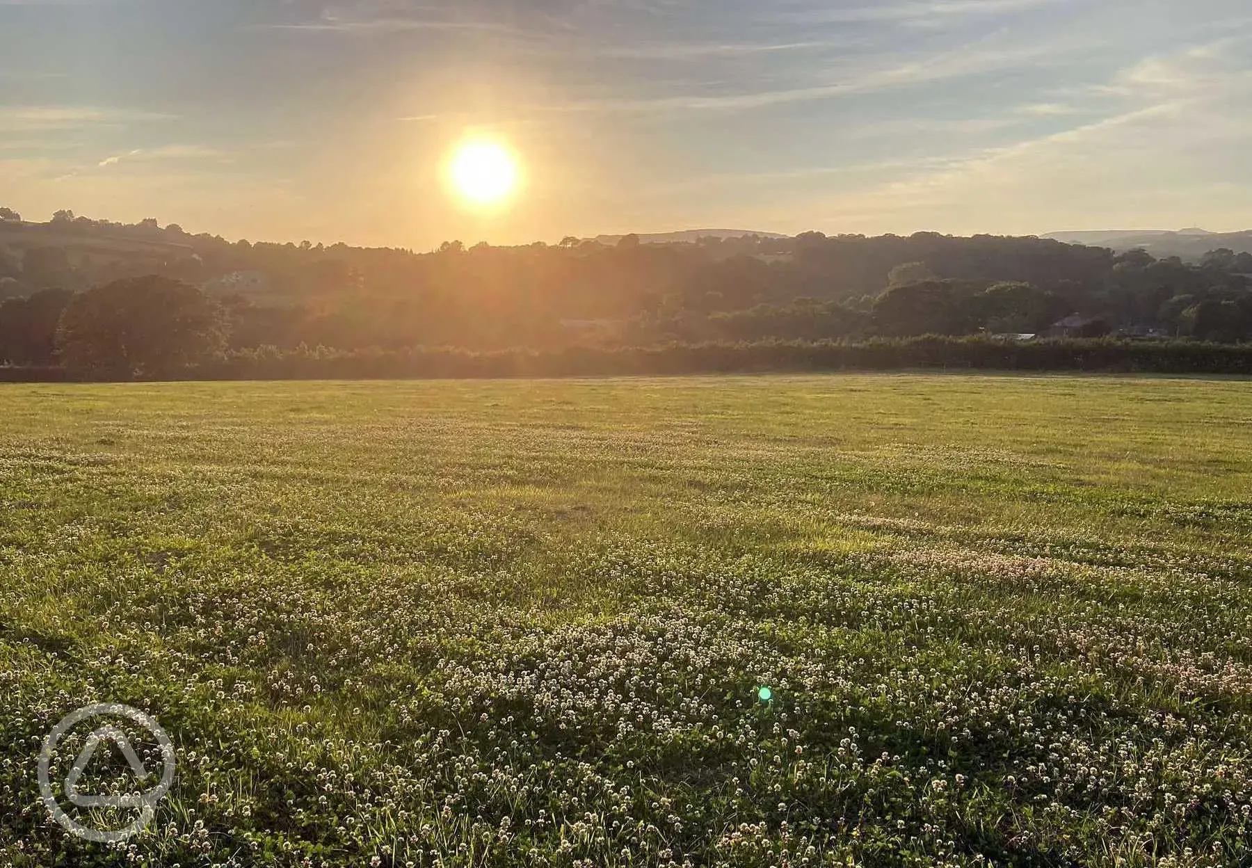 Grass pitches at sunset