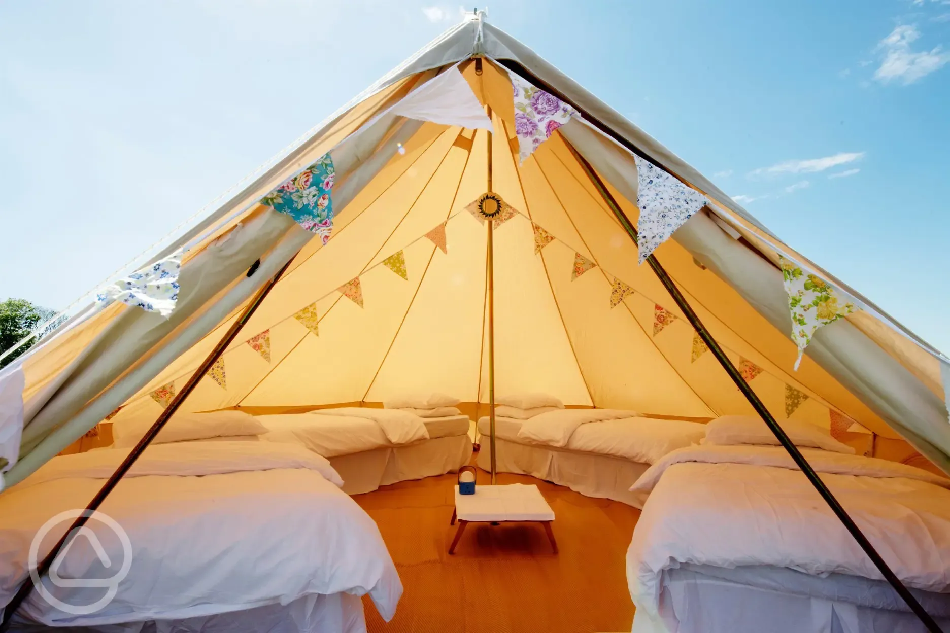 Furnished bell tent interior 