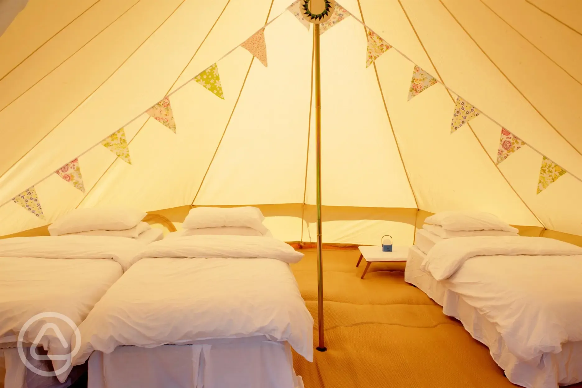 Furnished bell tent interior 