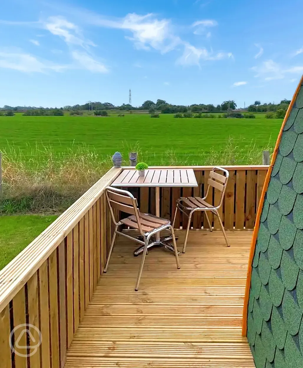 View from the glamping pod's patio areas