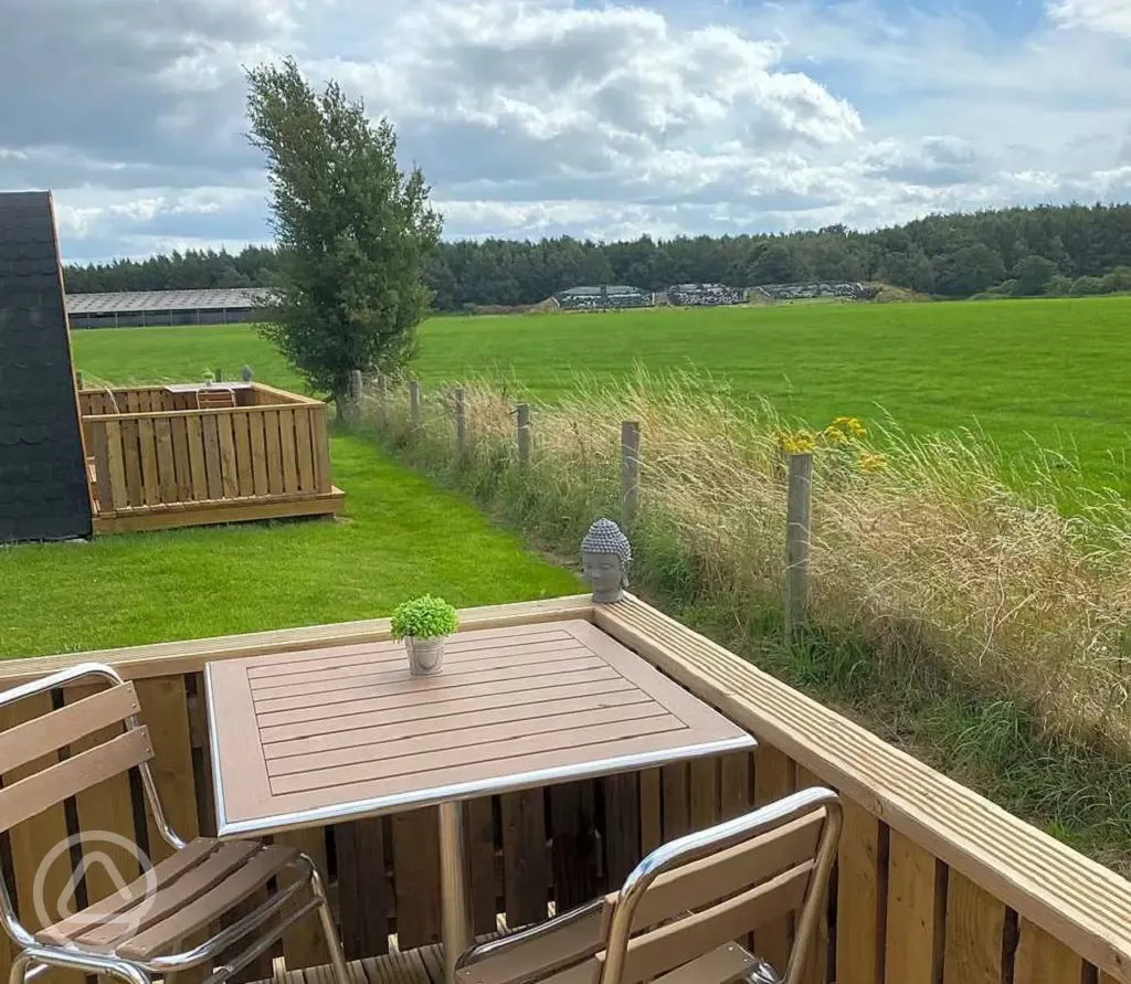 View from the glamping pods patio areas