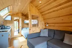 Camping pod with bunk beds interior