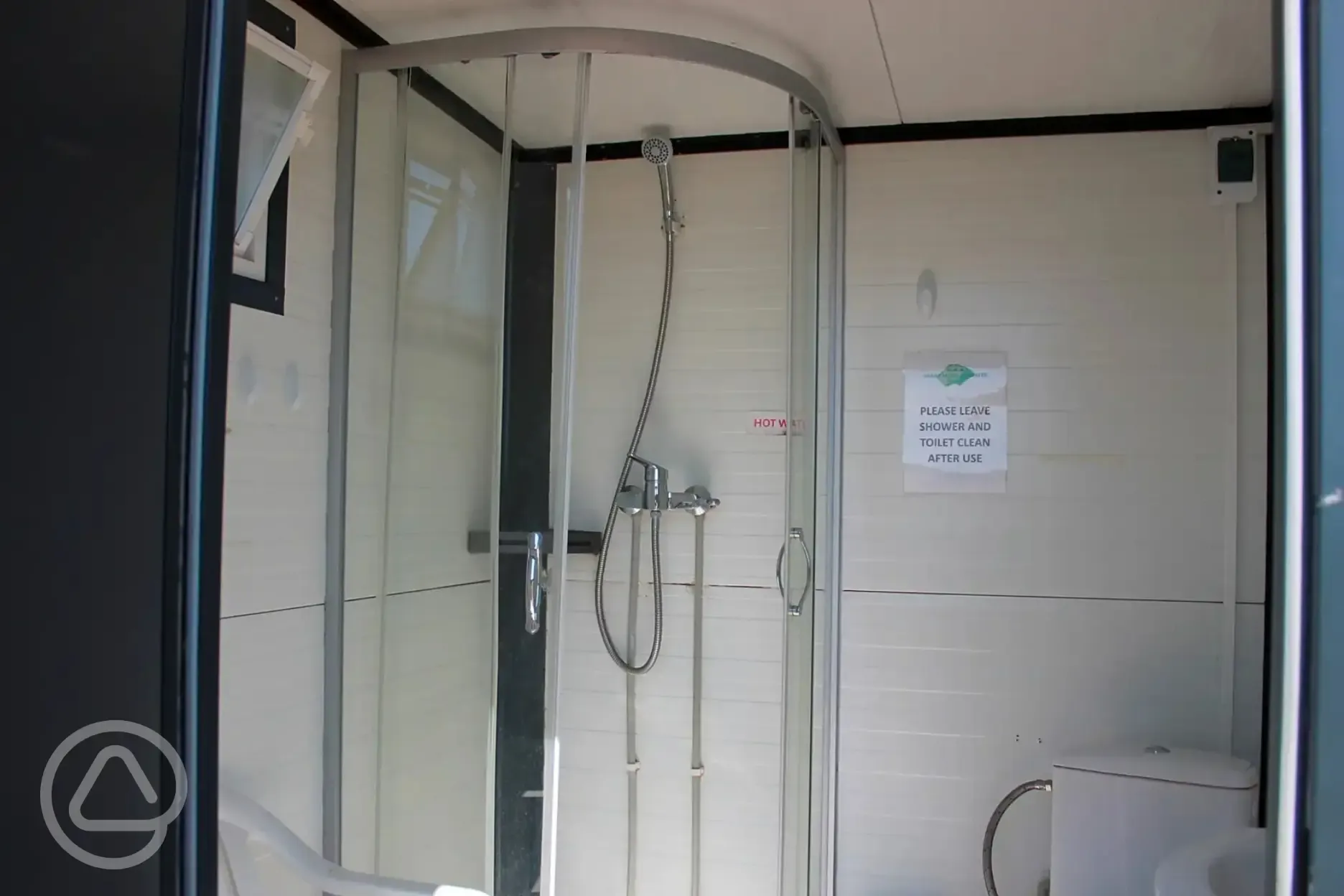 Private toilet and shower area 