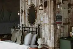 Double bed and soft furnishings in the 8m star dome