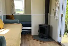 Second Valley hut with a double sofa bed, bunk beds, seating and wood burner Second Valley hut with a double sofa bed, bunk beds, seating and wood burner