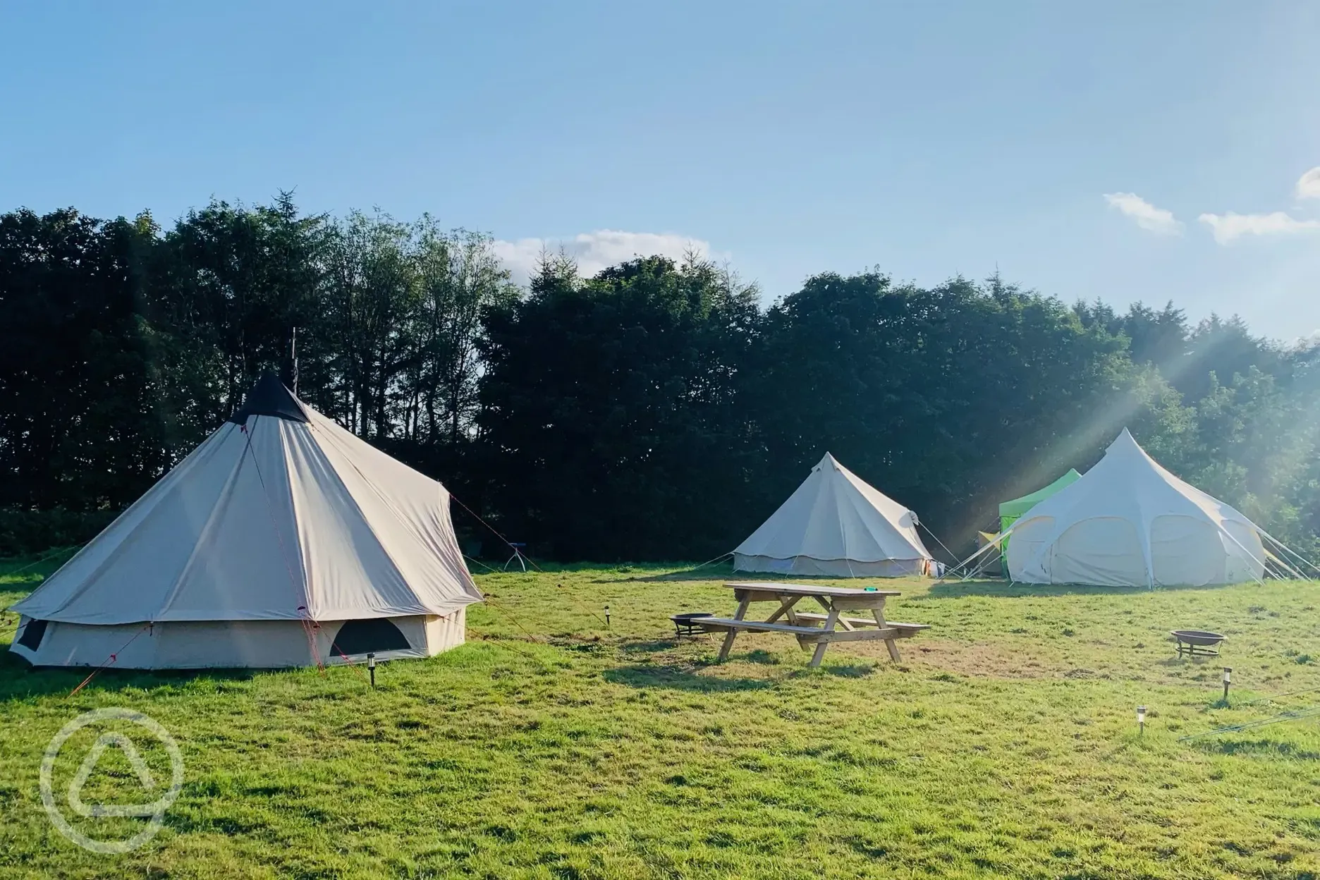 Pre-erected bell tents