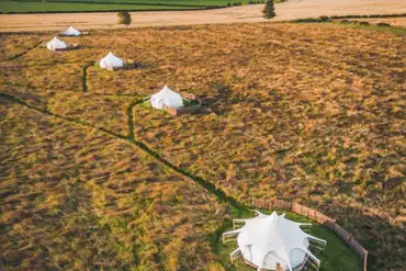 Aerial of the Lotus Belle tents