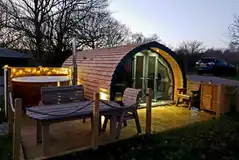 Glamping pod at night Glamping pod at night