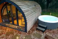 Glamping pod with hot tub