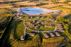 Aerial of the campsite and The Wave