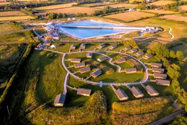 Aerial of the campsite and The Wave