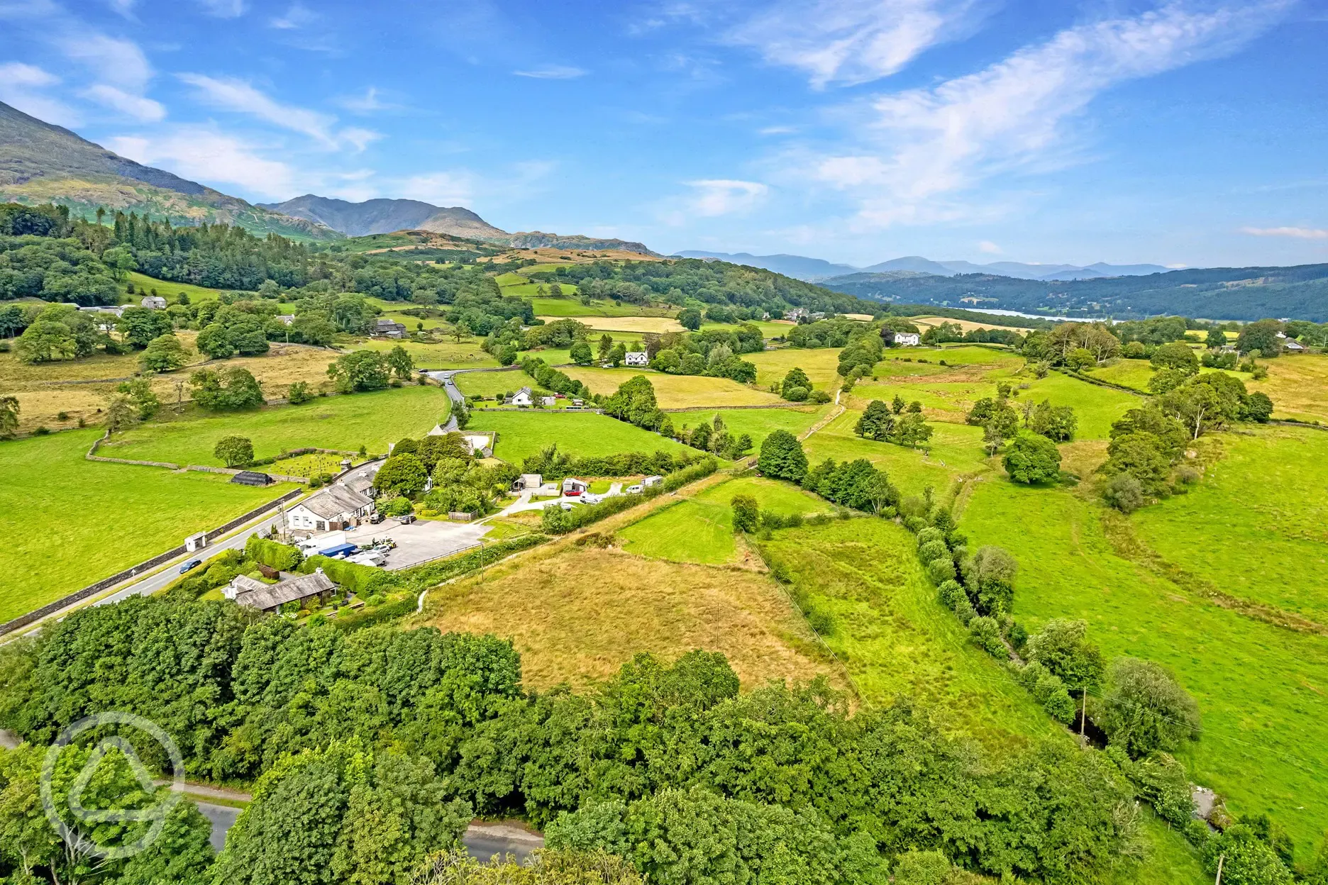Aerial view of the site and the Lake District National Park