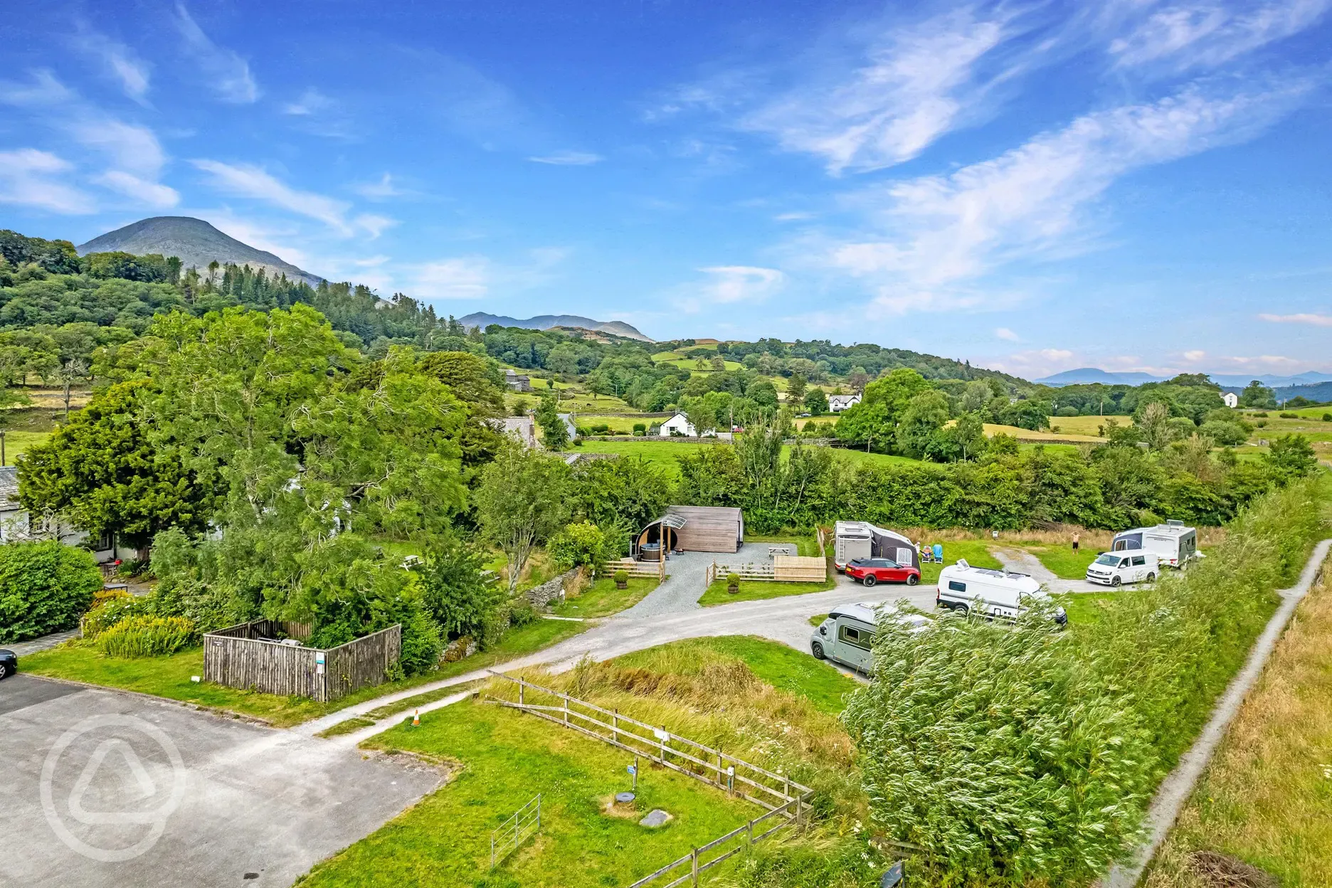 Aerial view of the site and nearby hardstanding pitches