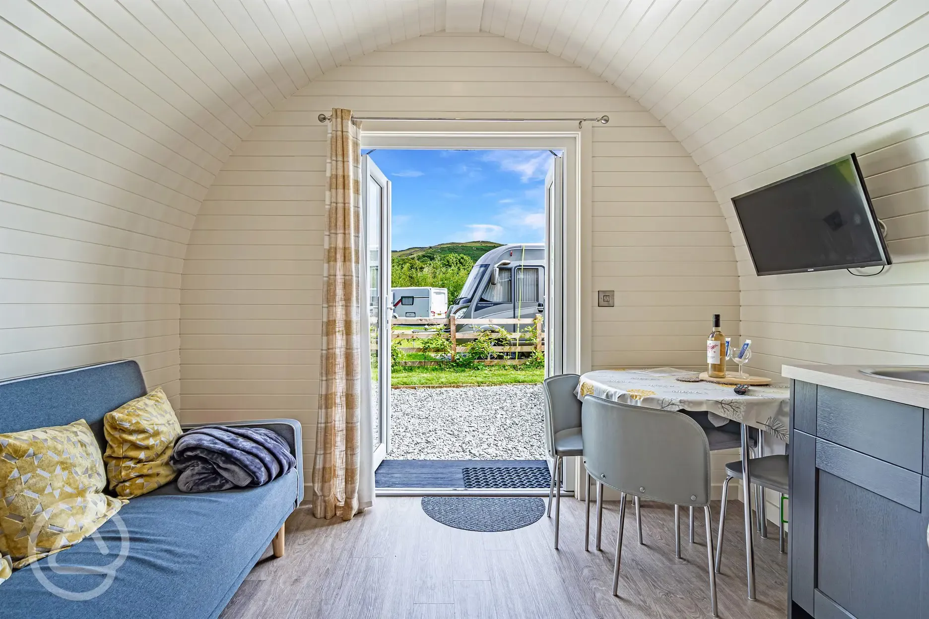 View from the ensuite glamping pod