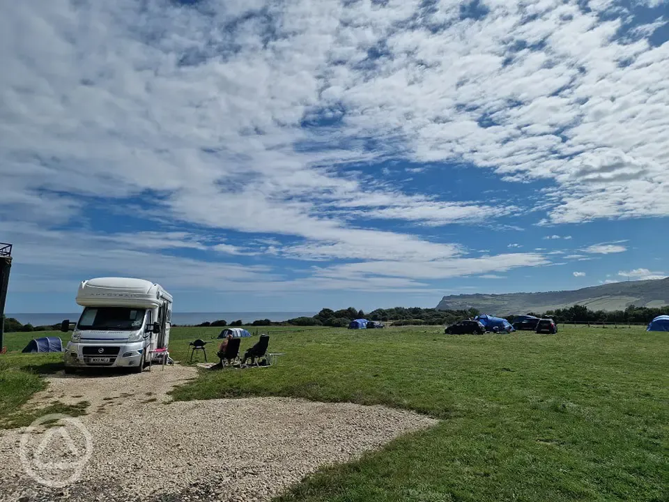 Non electric grass and hardstanding pitches with sea views