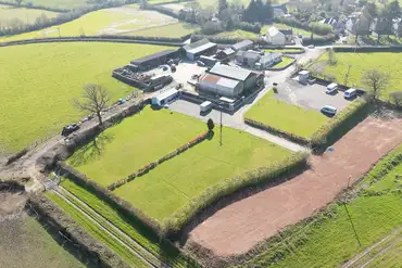 Aerial of Vishwell Farm in the Vale of Glamorgan countryside