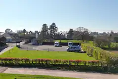Aerial of Vishwell Farm with grass and hardstanding pitches