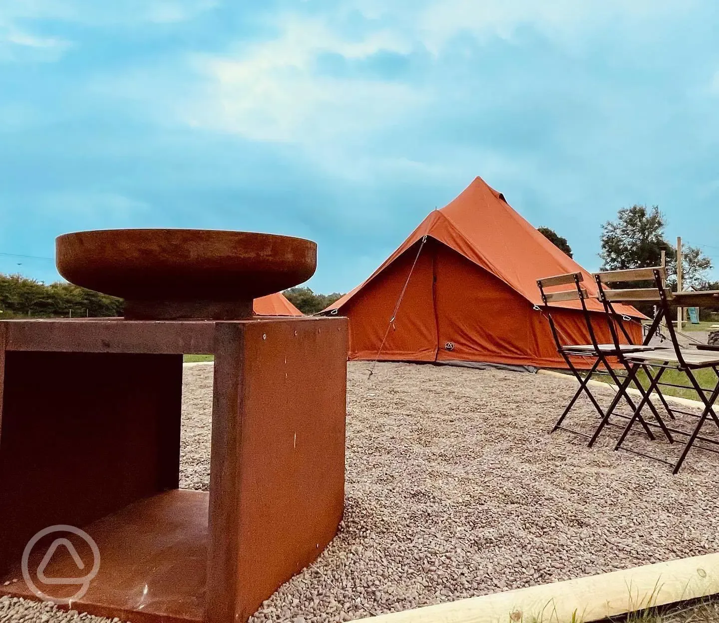 Bell tent with fire pit