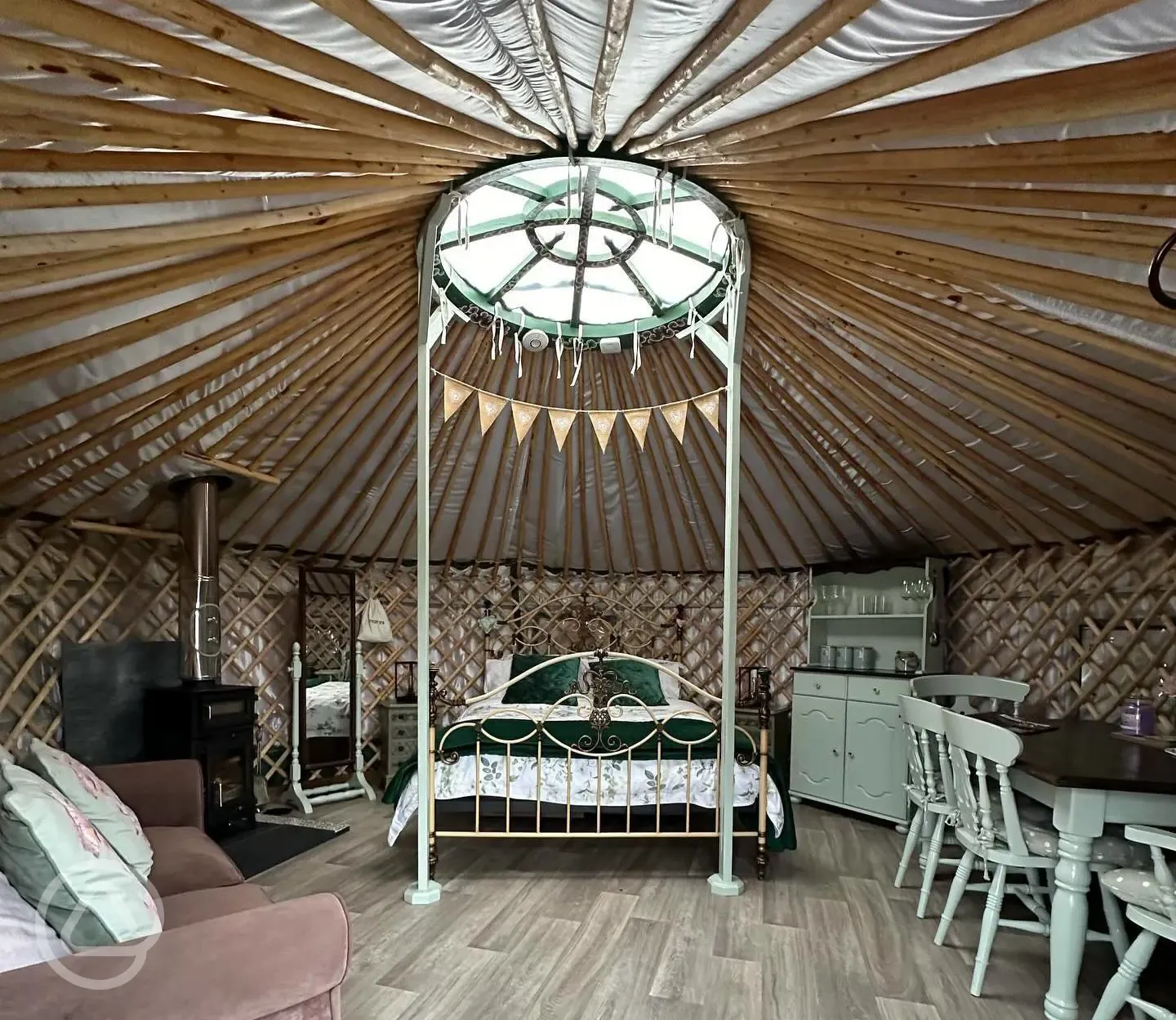 Horse Chestnut yurt with hot tub interior