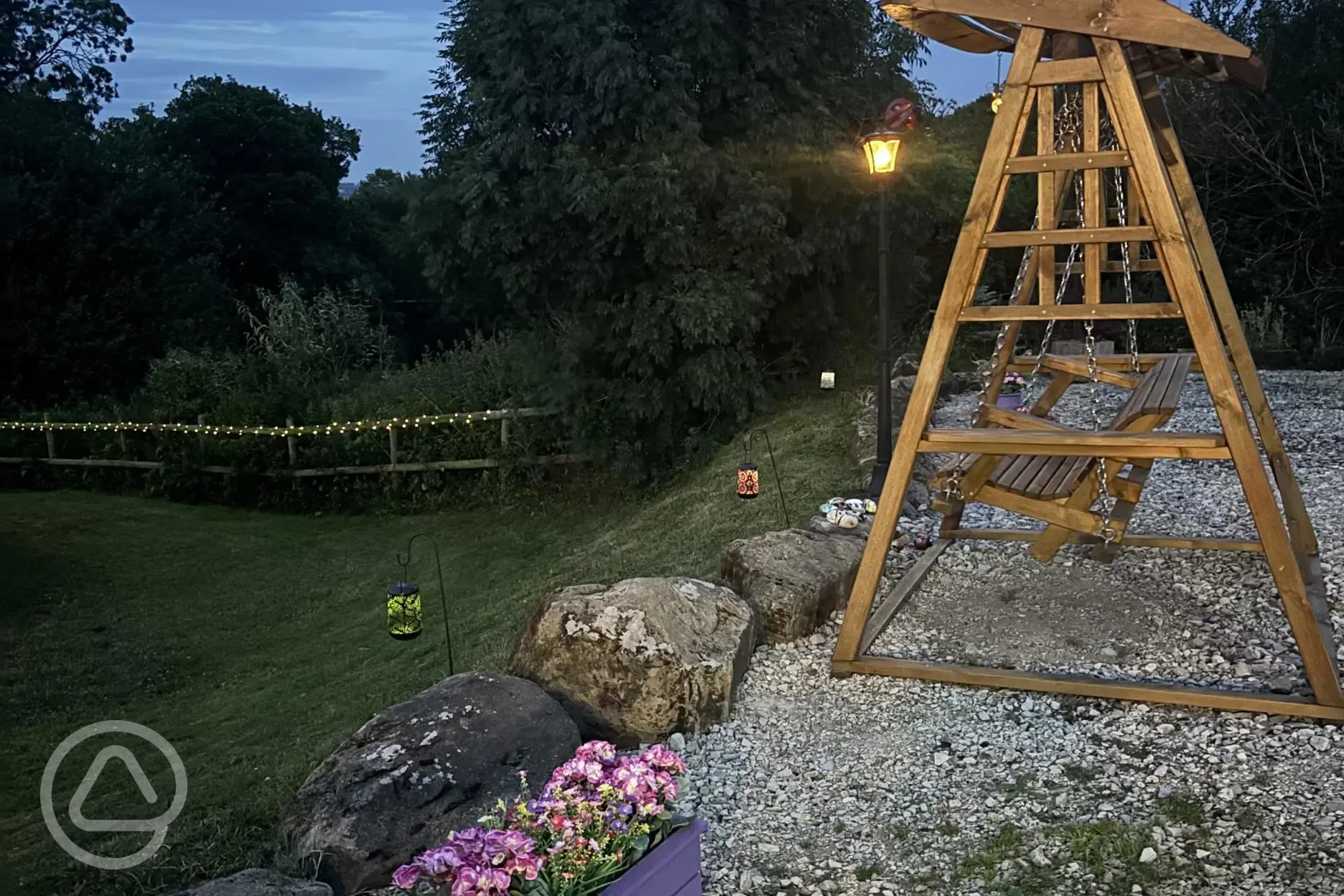 Yurts at night