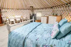 Mighty Oak yurt furnishings and storage space