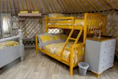 Silver Birch yurt with hot tub - triple bunk bed