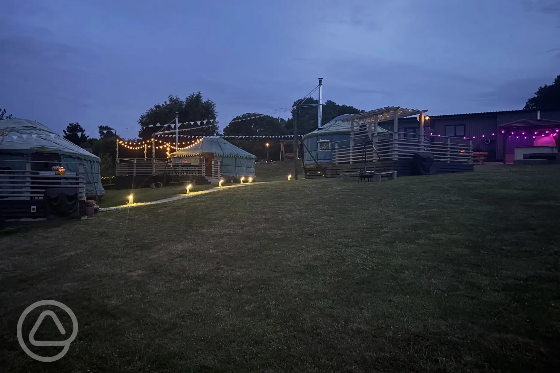 Yurts at night