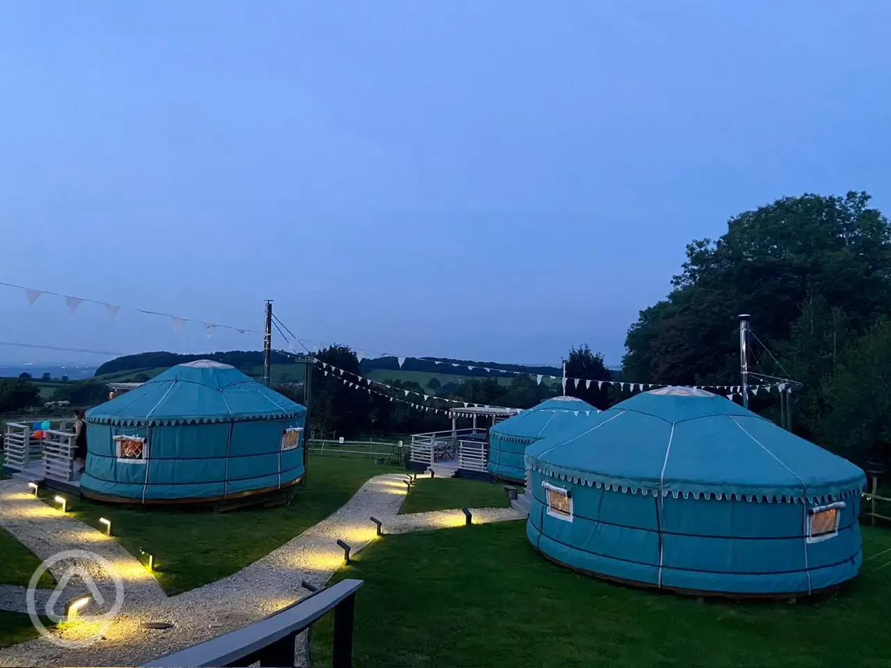 Yurts at night