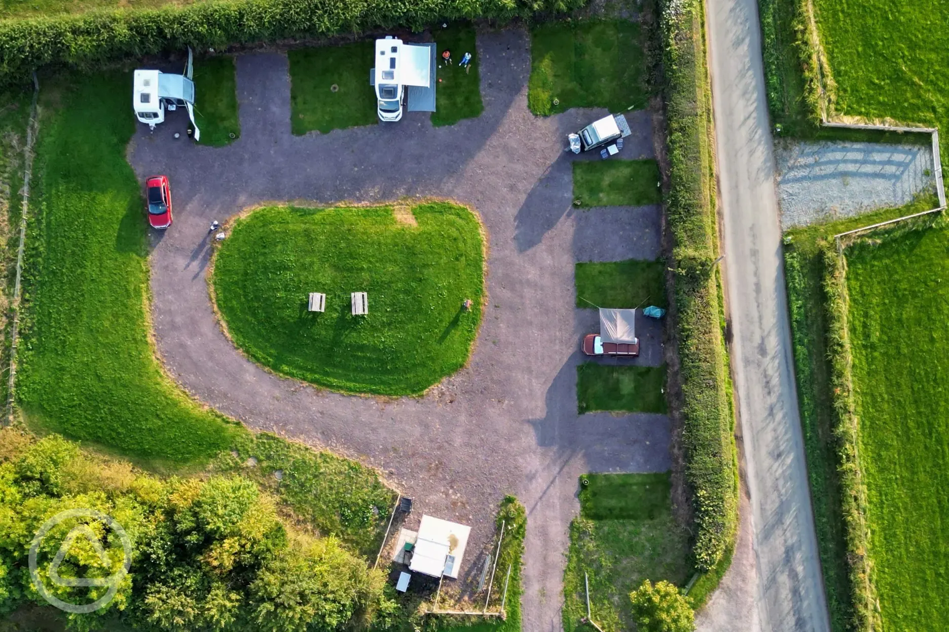Bird's eye view of the campsite