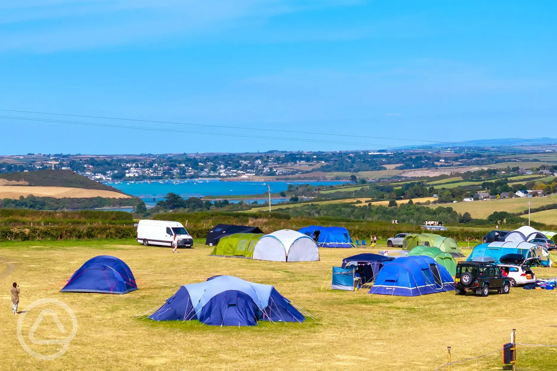 Non electric grass pitches with views over Padstow and the estuary