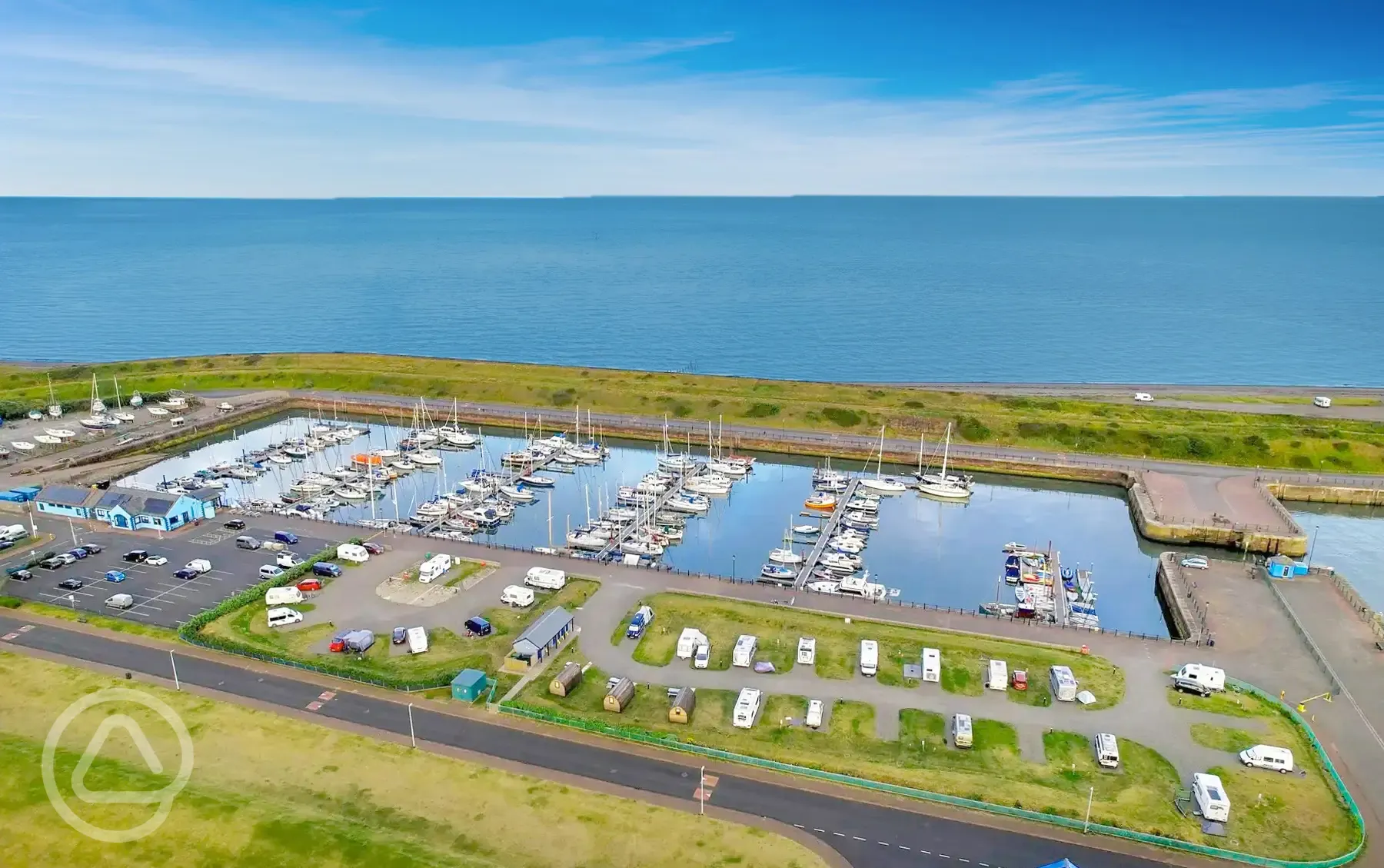 Aerial of the site next to the harbour