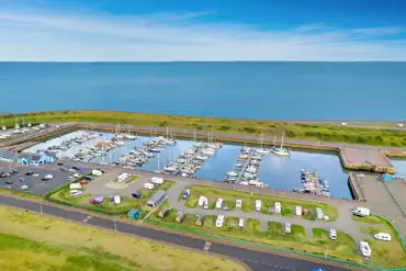 Aerial of the site next to the harbour