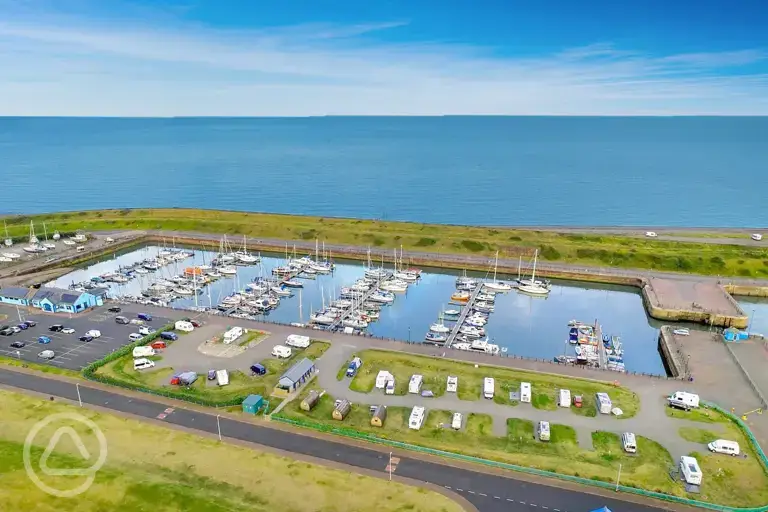 Aerial of the site next to the harbour