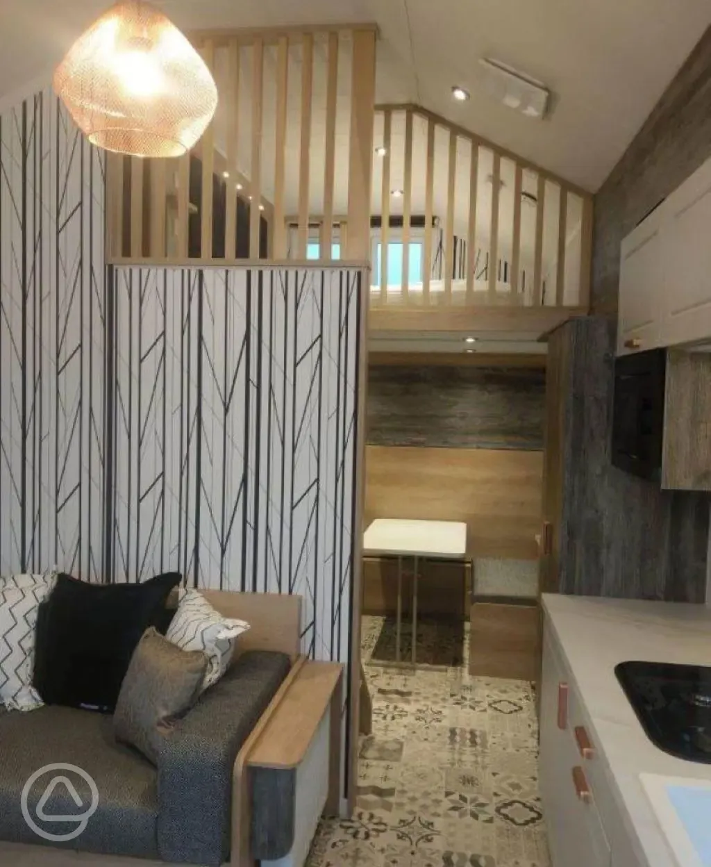 Glamping lodge interior 