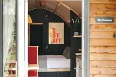 Quarry pod interior with double bed