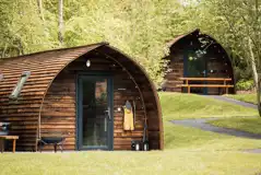 Foxwood pods exterior with private hot tubs and fire pits