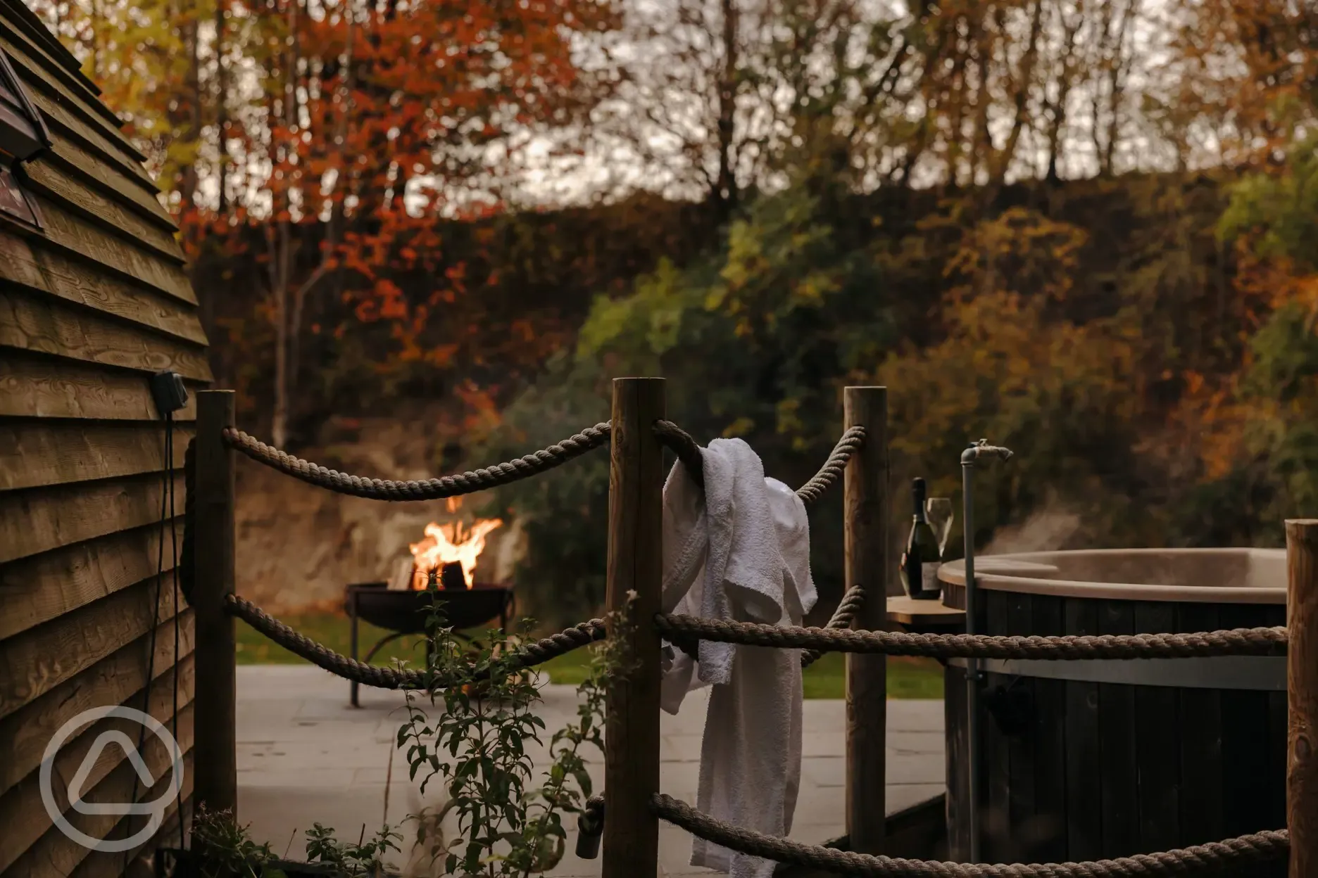 Private Finnish wood-fired hot tubs, pre heated for your arrival, and fire pits