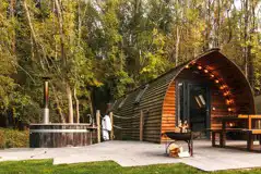 Quarry pod with hot tub