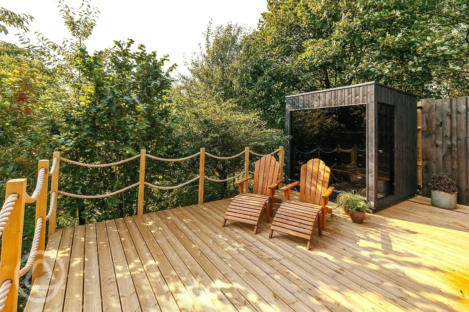Onsite sauna with decking area