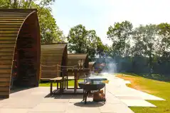 Quarry pods with hot tubs, outdoor seating and fire pit 