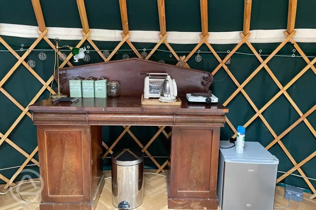 Yurt desk area