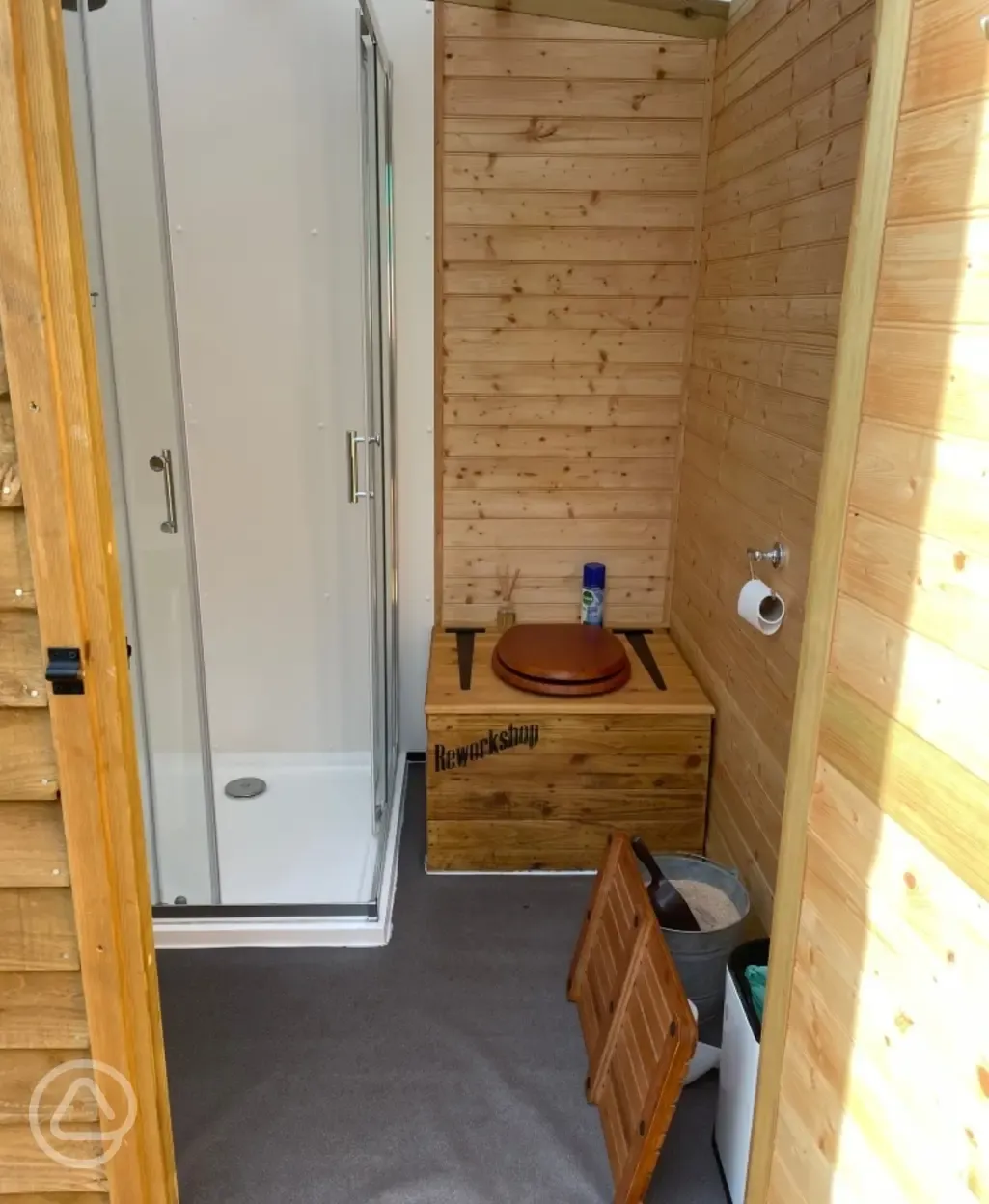 Yurt compost toilet and shower