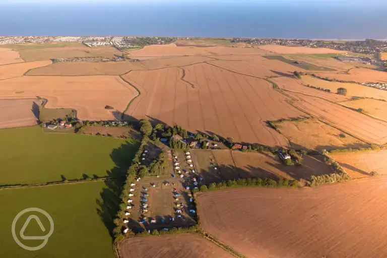 Aerial of the campsite and coast