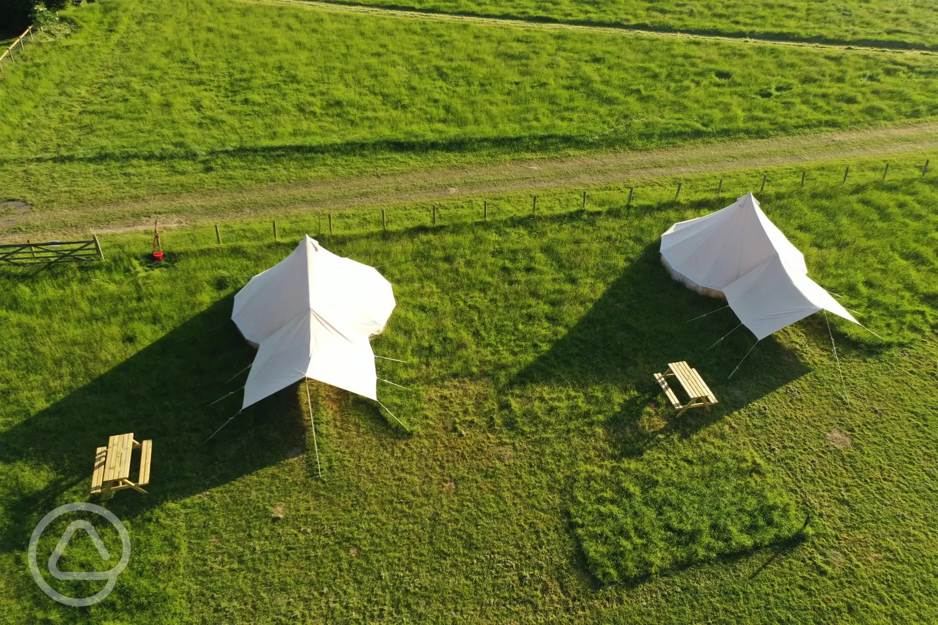 Aerial of the bell tents