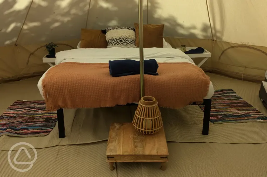 Furnished bell tent interior 