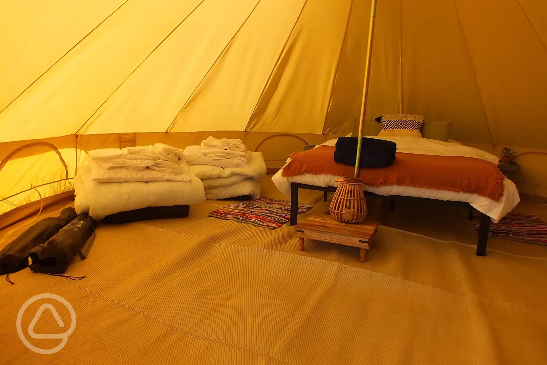 Furnished bell tent interior