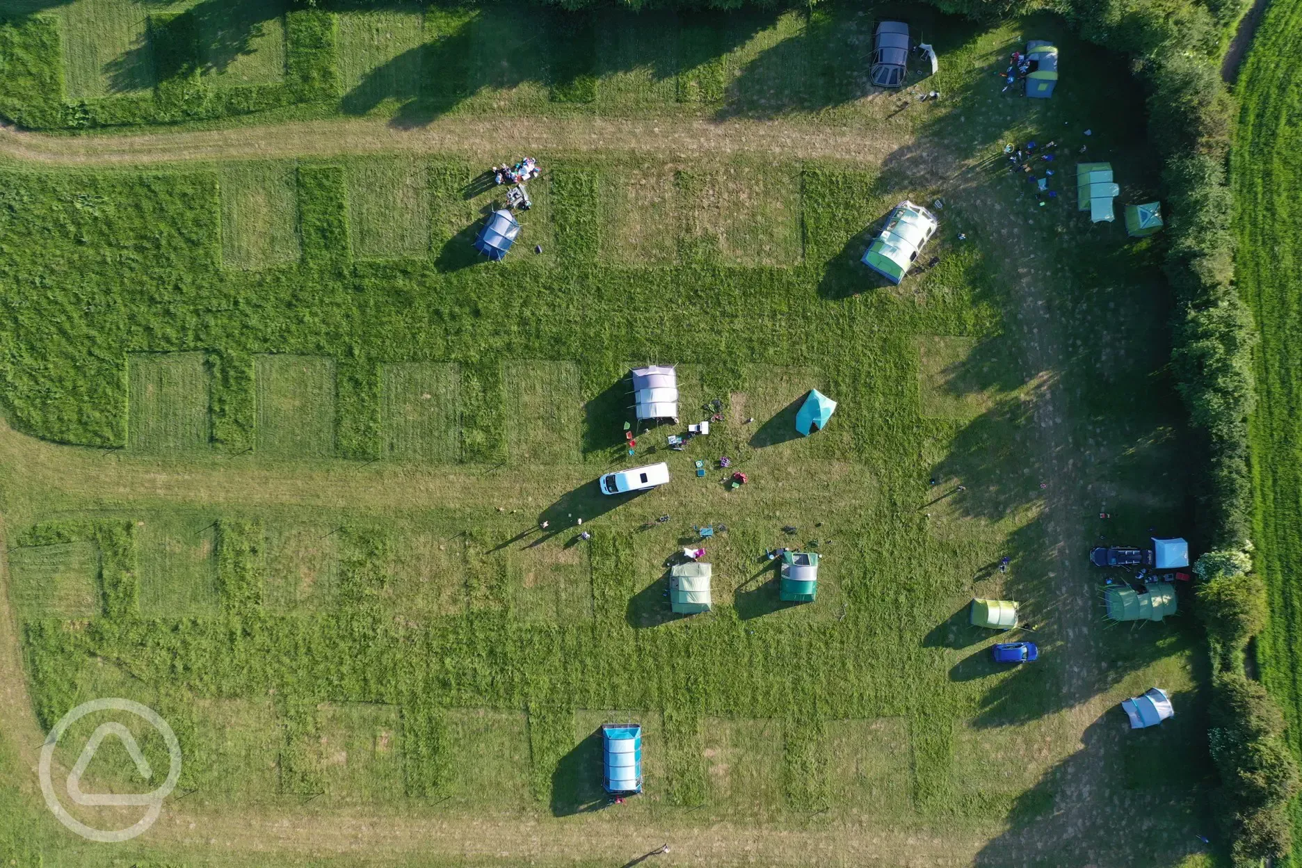 Bird's eye view of the non electric grass pitches